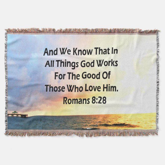 SERENE ROMANS 8:28 SCRIPTURE VERSE THROW BLANKET (Front)