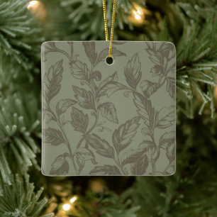 Serene Sage Green   Bold Botanical Statement Leafy Ceramic Ornament