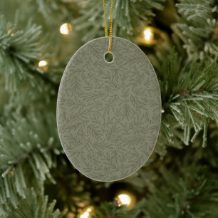 Serene Sage Green   Deep Forest Calm Tone-on-Tone  Ceramic Ornament