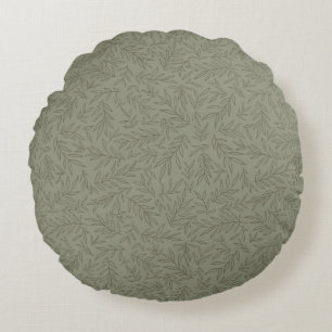 Serene Sage Green Deep Forest Calm Tone-on-Tone Round Pillow