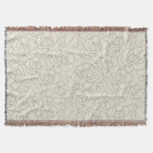 Serene Sage Green Vintage Blossom Roses Throw Blanket