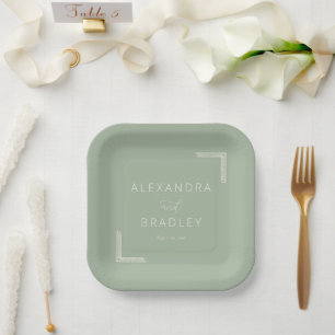 Serene Sage Minimalist Wedding Paper Plate
