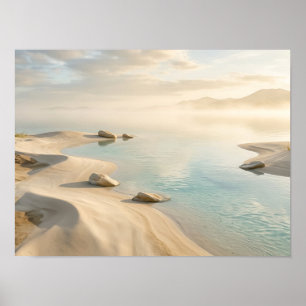 Serene Sand and Water Landscape Nature Poster