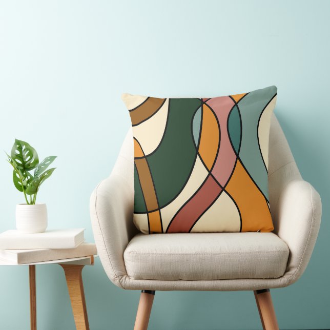 Serene Savanna Gentle Abstract Mid-Century Throw Pillow (Chair)