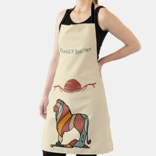 Serene Savanna Kind Lion Custom Family Name Apron
