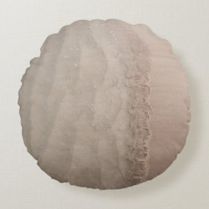 Serene Sea Meets Sandy Beach 1 Round Pillow