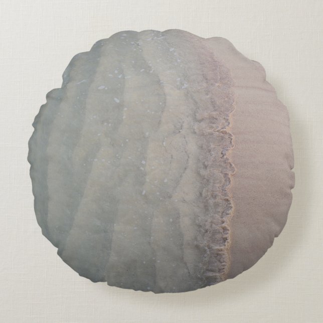 Serene Sea Meets Sandy Beach 2 Round Pillow (Front)