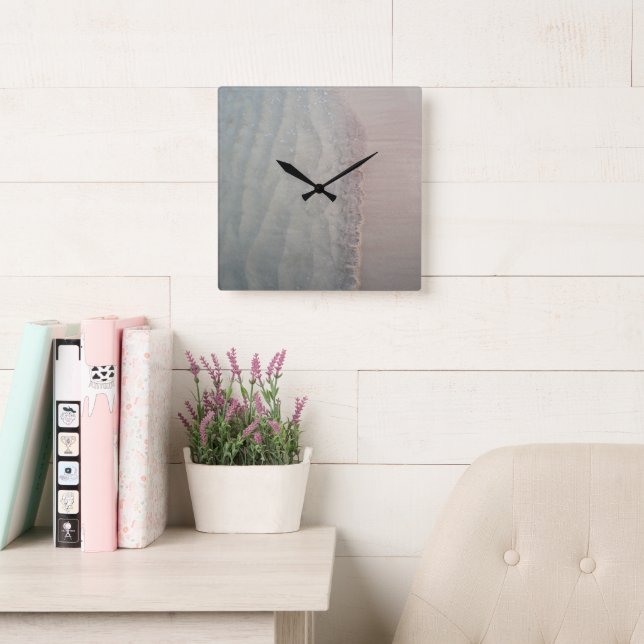 Serene Sea Meets Sandy Beach 2 Square Wall Clock (Reading Room)