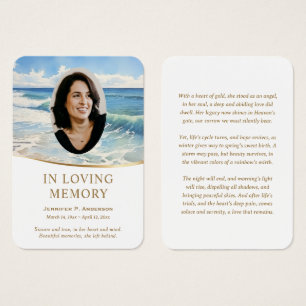 Serene Sea Waves Beach Memorial Prayer Photo Cards