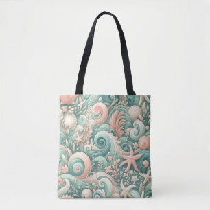 Serene Seashore Swirls: Pastel Ocean Whispers Tote Bag