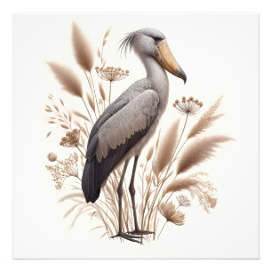 Serene Shoebill Stork in Soft Light Bush Photo Print
