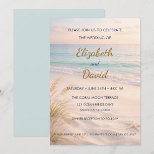 Serene Shoreline Coastal Wedding Invitation