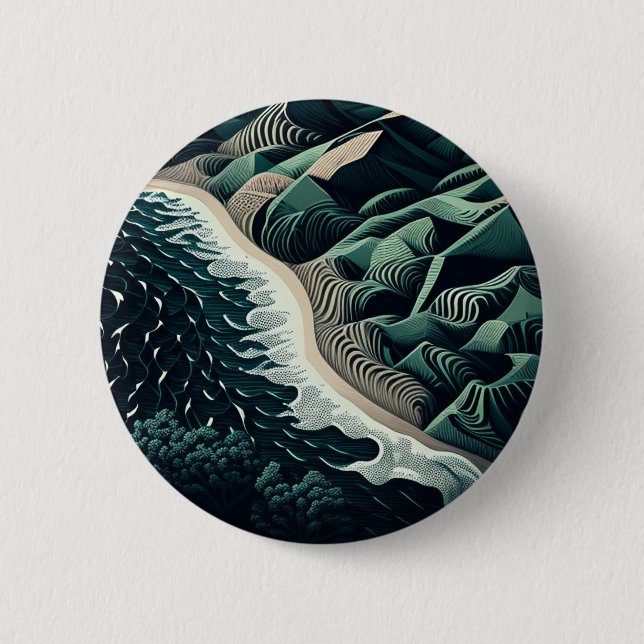 Serene Shores 2 Inch Round Button (Front)