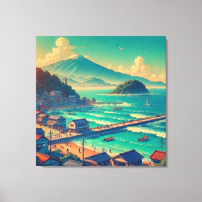 Serene Shores of Fuji Canvas Print (Front)
