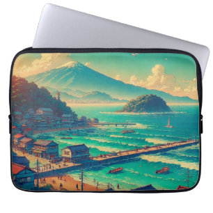 Serene Shores of Fuji Laptop Sleeve