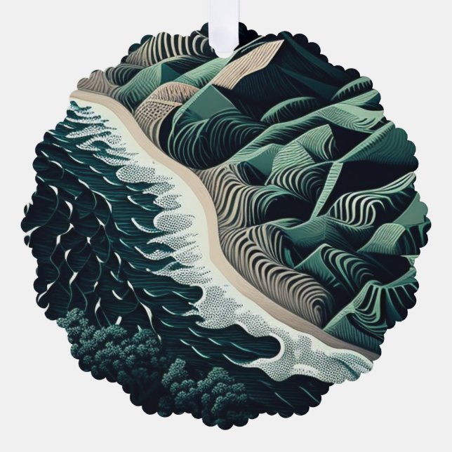 Serene Shores Ornament Card (Front)