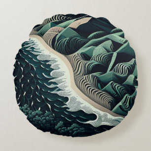 Serene Shores Round Pillow