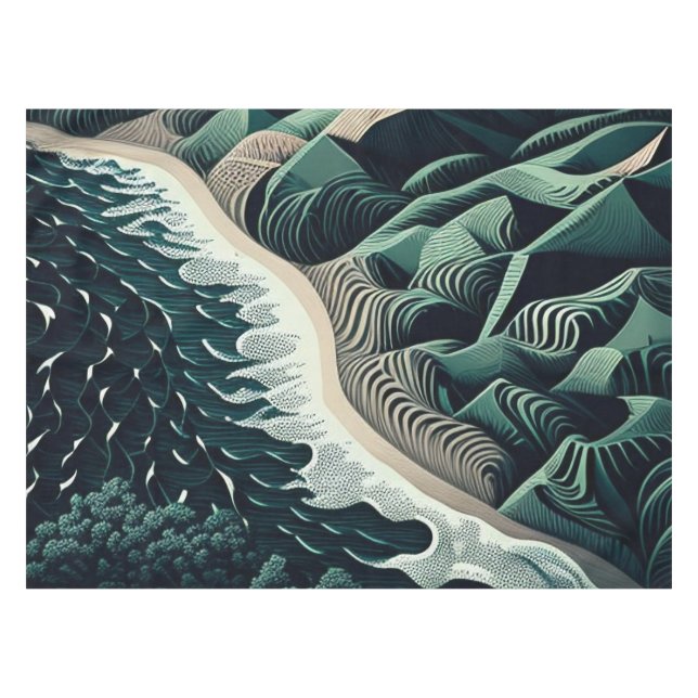 Serene Shores Tablecloth (Front (Horizontal))