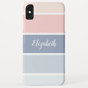 Serene Skies Dusty Blue Blush Stripes Personalized iPhone XS Max Case