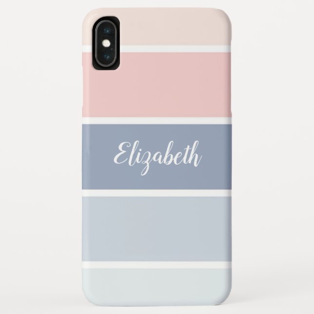Serene Skies Dusty Blue Blush Stripes Personalized Case-Mate iPhone Case (Back)