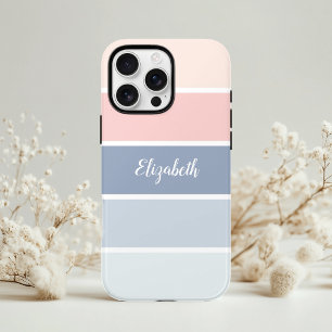Serene Skies Dusty Blue Blush Stripes Personalized iPhone XS Max Case