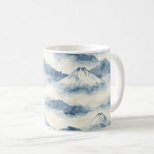 Serene Snow-Capped Mountains - Blue & White Coffee Mug