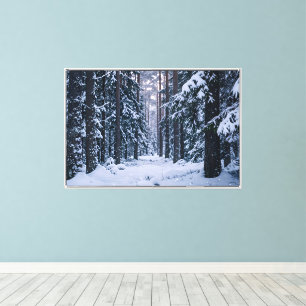 Serene Snow Covered Winter Pine Forest Canvas Print