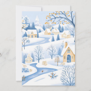 Serene Snowy Village Holiday Card