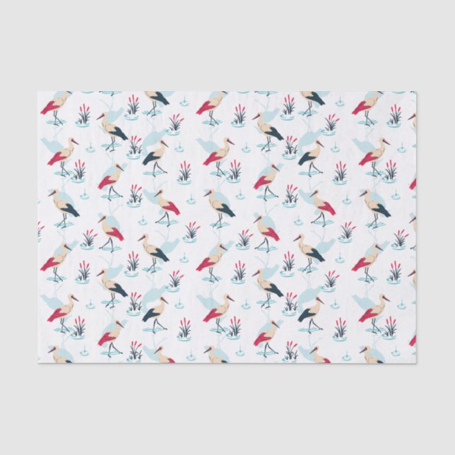 Serene Stork Sanctuary - Elegant Pond Scene Tissue Paper (Front)