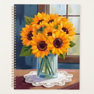 Serene Sunflowers   Yellow Floral Watercolor Planner
