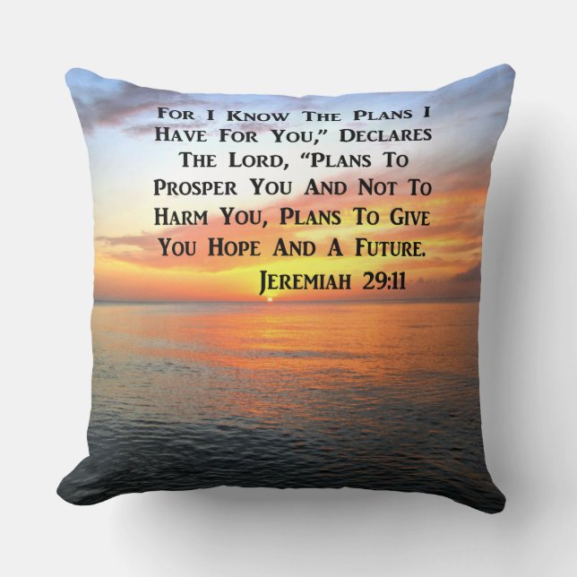 SERENE SUNRISE JEREMIAH 29:11 BIBLE VERSE THROW PILLOW (Front)