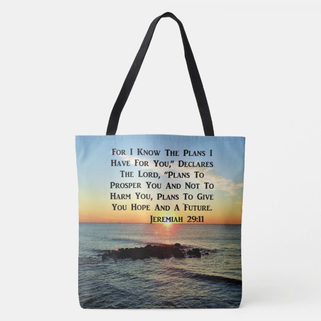 SERENE SUNRISE JEREMIAH 29:11 SCRIPTURE DESIGN TOTE BAG (Front)