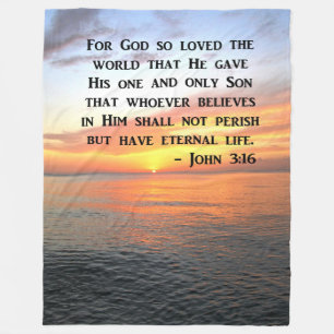SERENE SUNRISE JOHN 3:16 PHOTO DESIGN FLEECE BLANKET