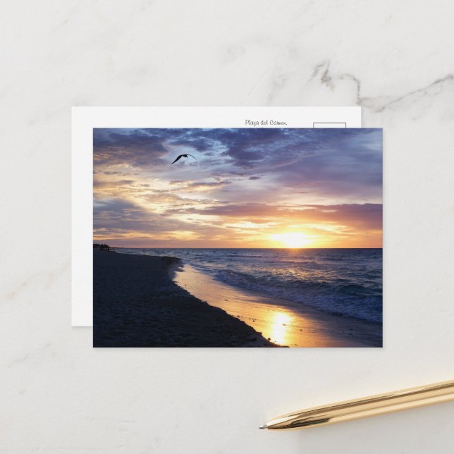 Serene Sunrise on a Mexican Beach Postcard (Front/Back In Situ)
