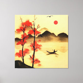 “Serene Sunrise Over Misty Waters” Canvas Print