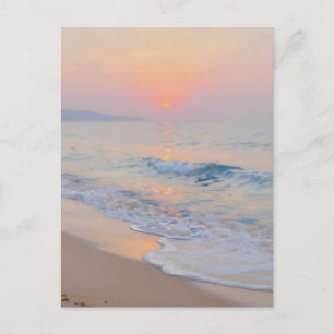 Serene Sunset Beach Ocean Glow Postcard