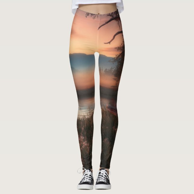 Serene Sunset Imprimer Leggings Haut-Taille - Natu (Devant)