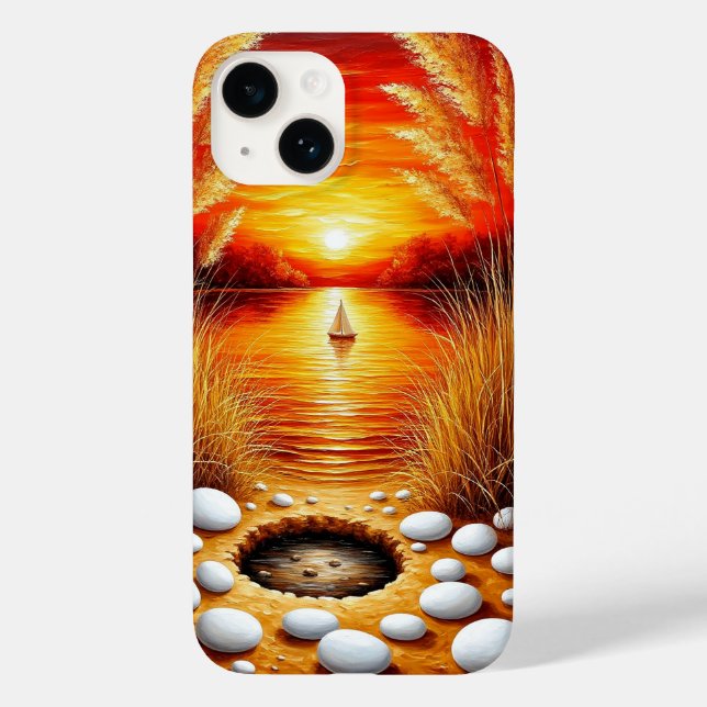 Serene Sunset Over a Lake With Sailboat Case-Mate iPhone Case (Back)