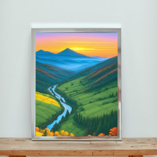 Serene Sunset Over a Winding River Photo Print