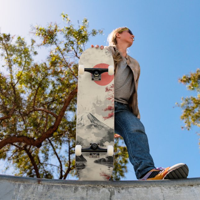 Serene Sunset Over Mount Fuji Skateboard (Outdoor 1)