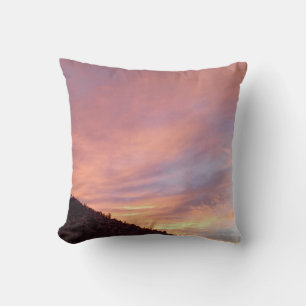 Serene Sunset Over Mountain Ridge With Pink Orange Throw Pillow