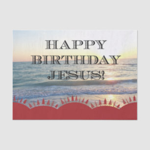 Serene Sunset Over Ocean Happy Birthday Jesus Tissue Paper