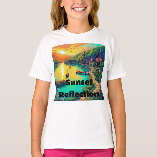 Serene Sunset Reflection T-Shirt (Front)