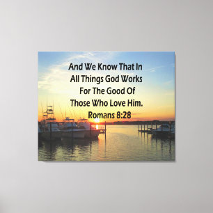 SERENE SUNSET ROMANS 8:28 BIBLE VERSE CANVAS PRINT