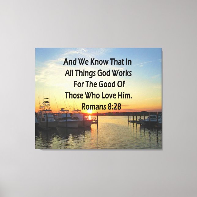 SERENE SUNSET ROMANS 8:28 BIBLE VERSE CANVAS PRINT (Front)