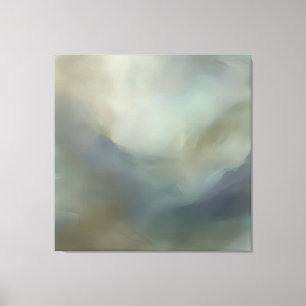Serene Teal Blue Abstract Waves Ethereal Landscape Canvas Print