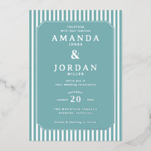 Serene Teal Geometric Wedding Invitation