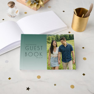 Serene Teal Minimalist Photo Guest Book