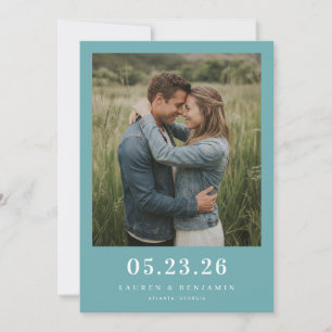 Serene Teal Minimalist Photo Save The Date