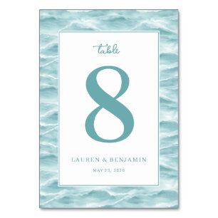Serene Teal Wave Table Number